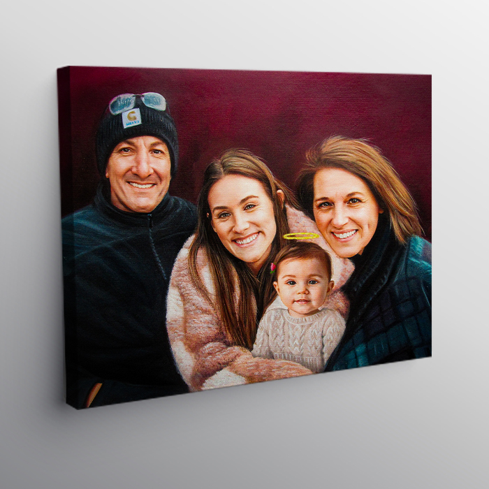 family portrait painting on a gallery wrapped canvas